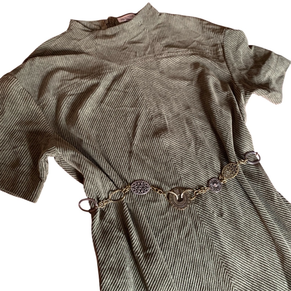 NEW PROLOGUE Womanβs Olive Green Soft Corduroy Retro Style Dress Gorgeous! XXL